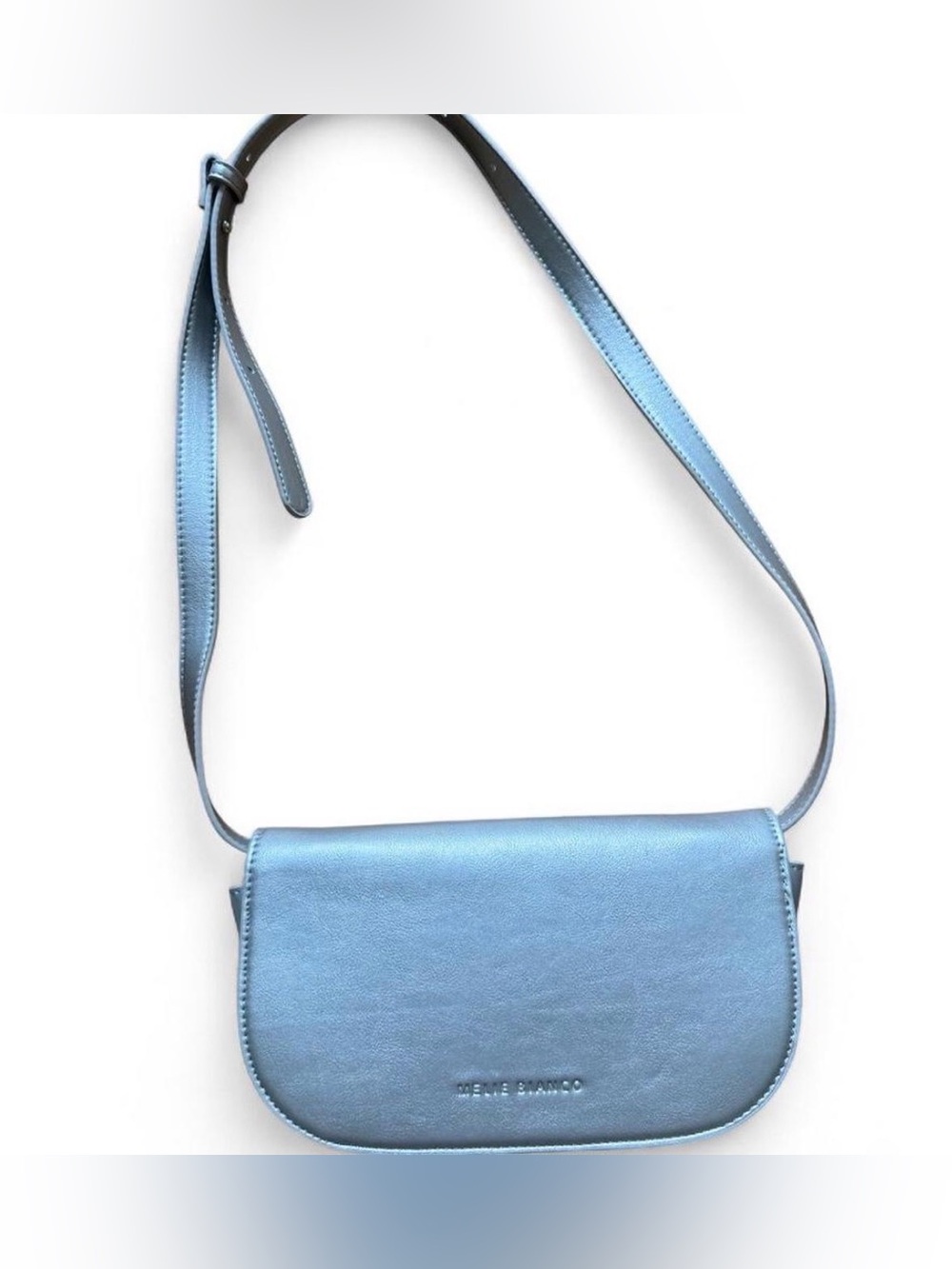 Melie Bianco silver vegan leather metallic crossbody shoulder bag